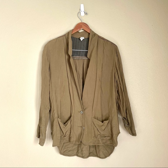 Free People Sweaters - Free People Green Lattice Light Blazer Sz Medium